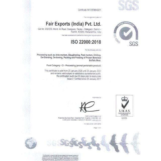 Fair Exports ISO 22000 2005